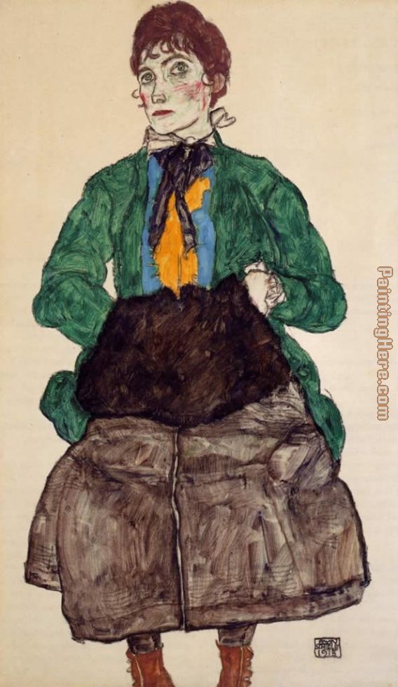 Woman in a Green Blouse and Muff